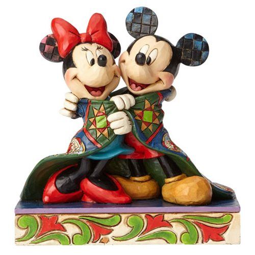 Disney Traditions Mickey Mouse and Minnie Mouse Wrapped in Quilt Warm Wishes Statue