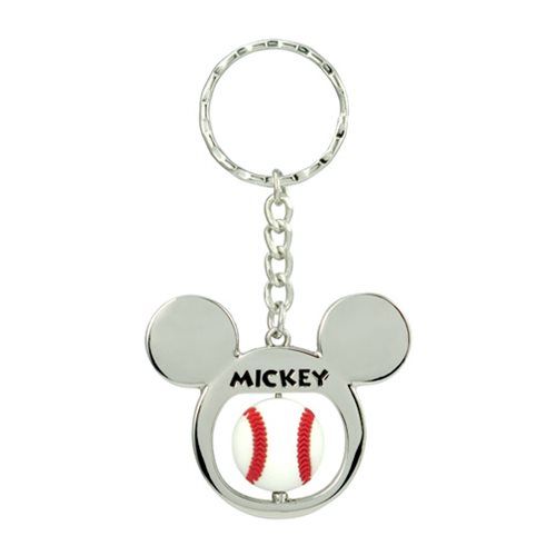 Mickey Mouse Baseball Spinner Pewter Key Chain