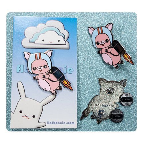 Flat Bonnie Jet Pig Enamel Pin