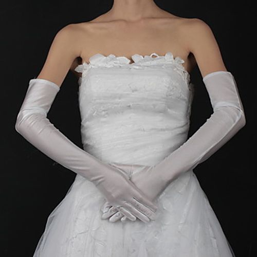 white cotton opera length gloves