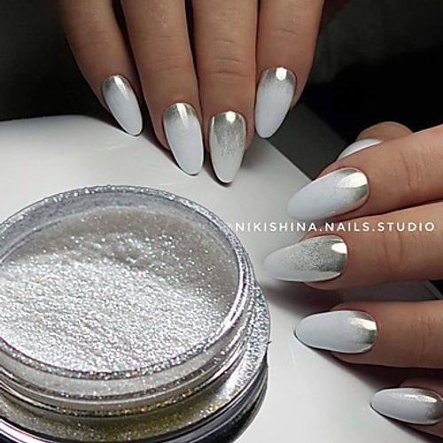 Buy 1g Glitter Powder Elegant & Luxurious / Sparkle & Shine / Shiny Nail  Art Design hot fashion gorgeous silver magic mirror effect pigment manicure  diy beauty dust shiny chrome powder decorations #