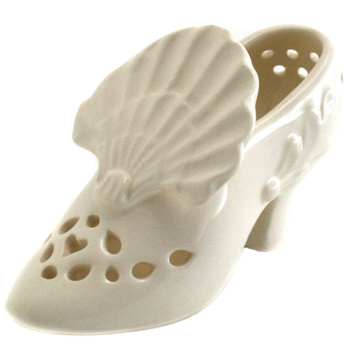 Royal Creamware Ornament- Victorian Ballroom Slipper with Shell Front