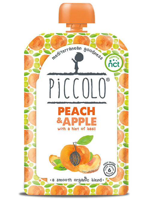 Peach & Apple with Basil Pur e, Organic 100g (Piccolo)