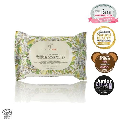 Hand & Face Wipes, Organic x 25 (Storksak Organics)