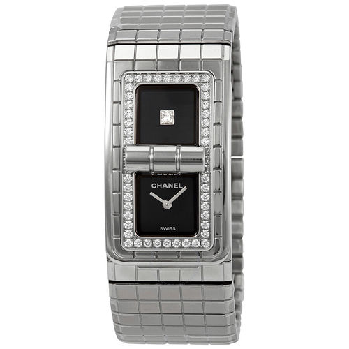 Chanel Code Coco Black Diamond Dial Steel and Ceramic Ladies Watch H5148 -  Watches, Code Coco - Jomashop