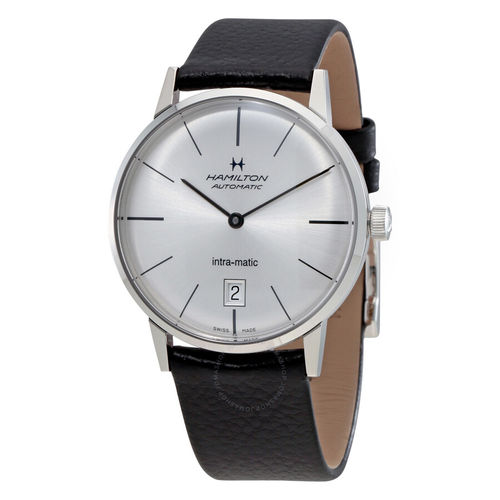 Hamilton Intra-Matic Silver Dial Leather Men's Watch H38455751 - American Classic - Hamilton - Watches