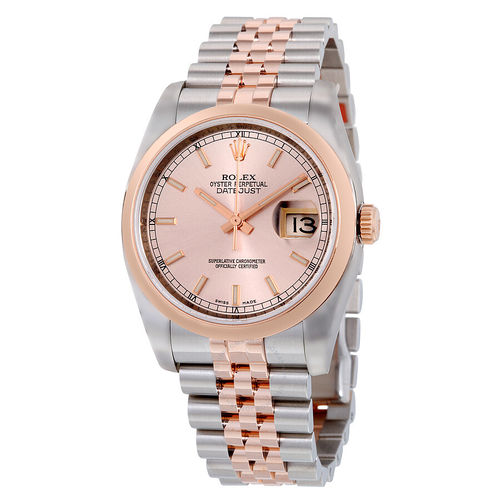 Rolex Oyster Perpetual Datejust 36 Pink Dial Stainless Steel and 18K Everose Gold Jubilee Bracelet Automatic Men's Watch 116201CSJ - Datejust - Rolex - Watches