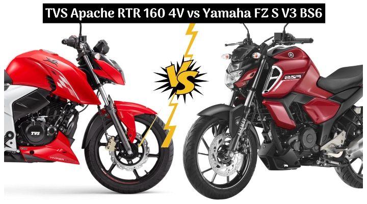 2020 Tvs Apache Rtr 160 Vs Yamaha Fz S V3 Bs6 Which One Should You Buy