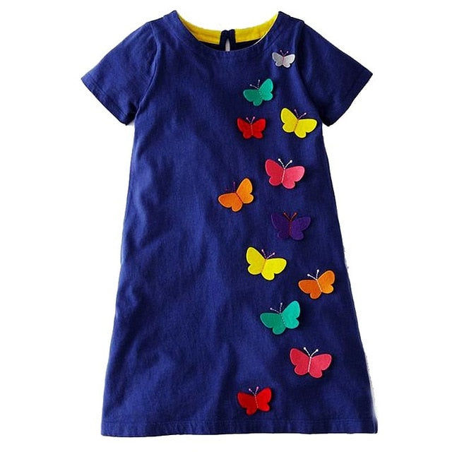 Short Sleeve Butterfly Applique Dress