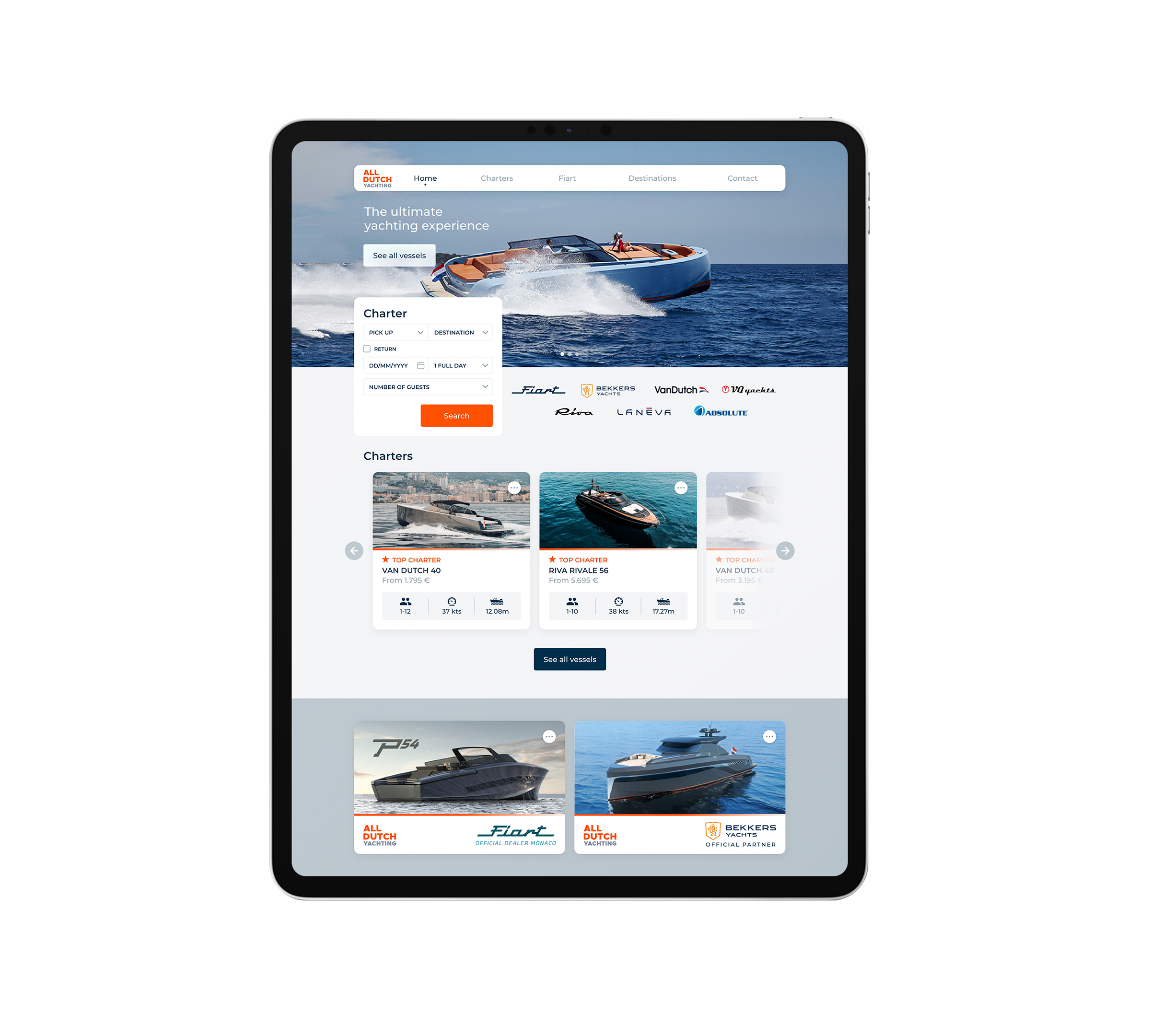 Yacht charter web design