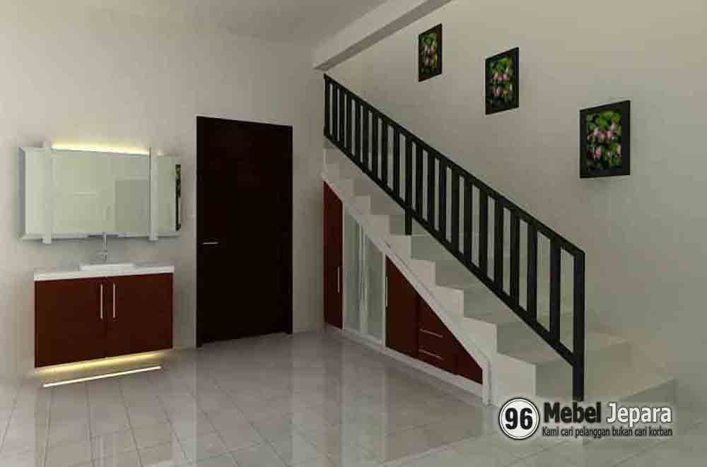 Tangga dengan Desain Minimalis dan Penyimpanan Tersembunyi