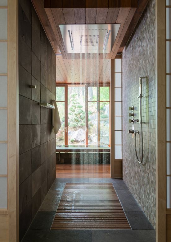 Shower Walk In Two Walls Teak Floor