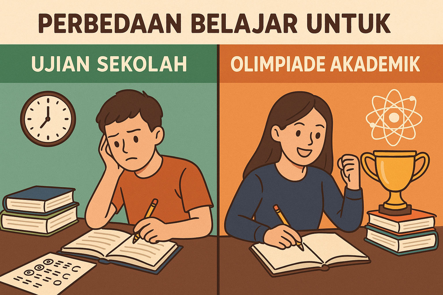Perbadaan belajar ujian dan olimpiade