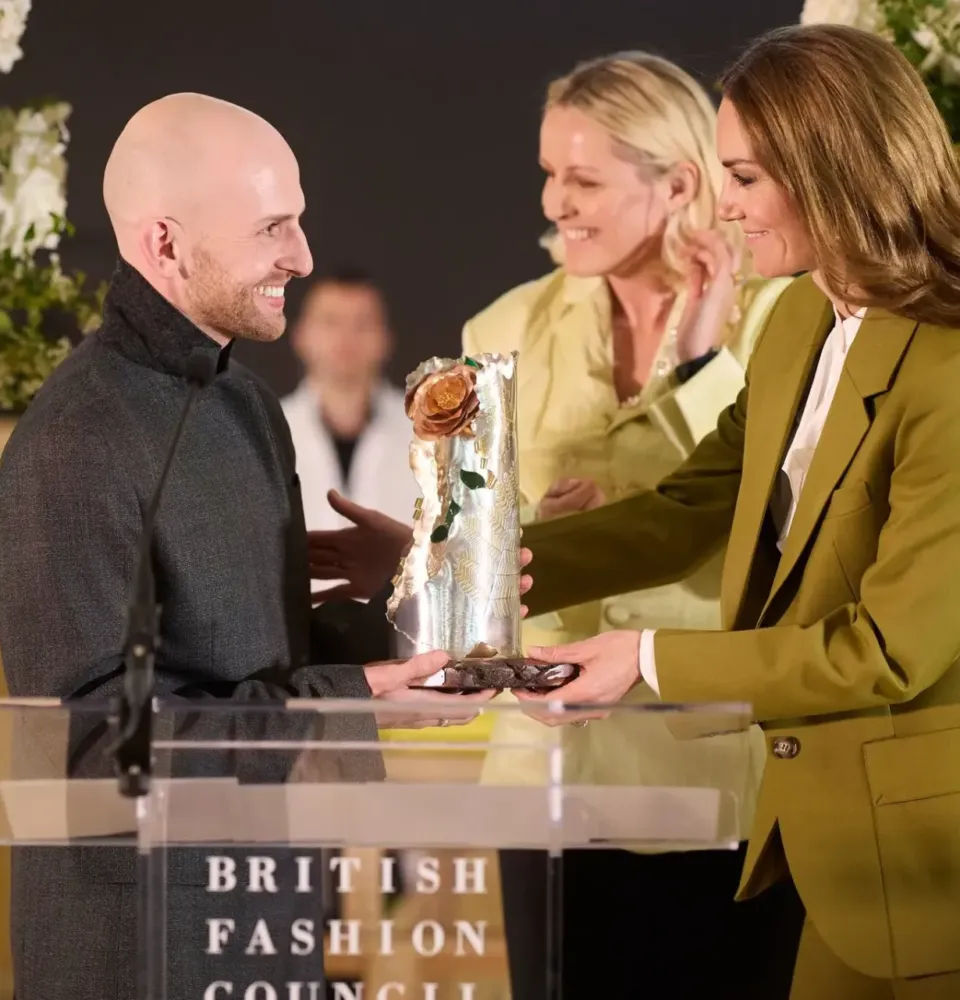 Her Royal Highness The Princess of Wales and Laura Weir present Patrick McDowell with The Queen Elizabeth II Award