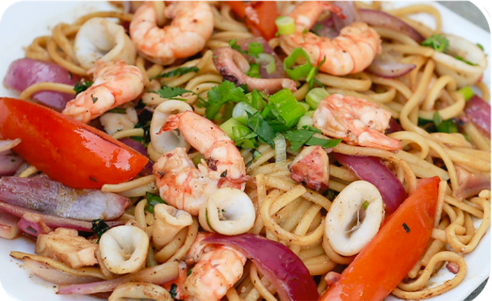 A seafood pasta.