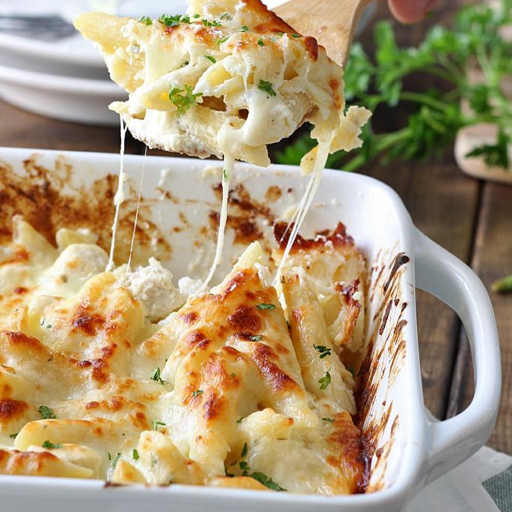 Image-Baked Penne Alfredo with Cheese