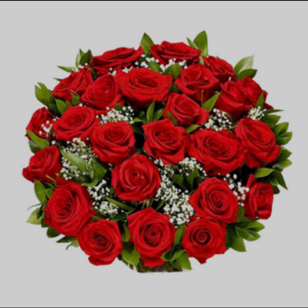 Image-Red Rose Bouquet with Fillers - 25 Stems