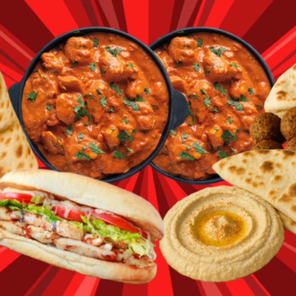 Image-Value Meal #16 – 2 Curries, Falafel or Hummus, 6" Sub, Naanroll