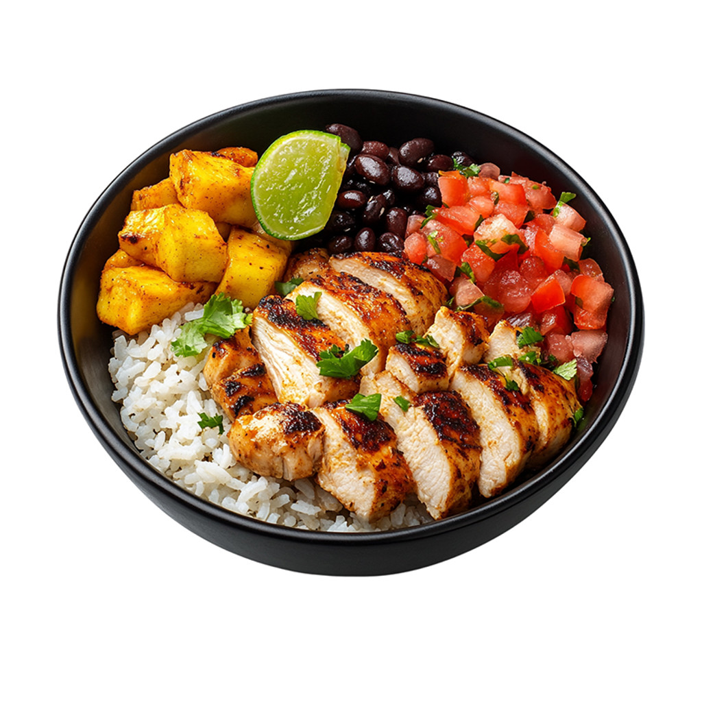 Image-Grilled Chicken Breast, Rice, Beans and Salad