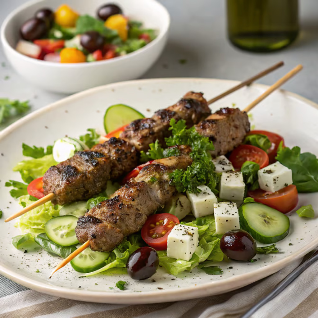 Image-Lamb Kabob Over Salad