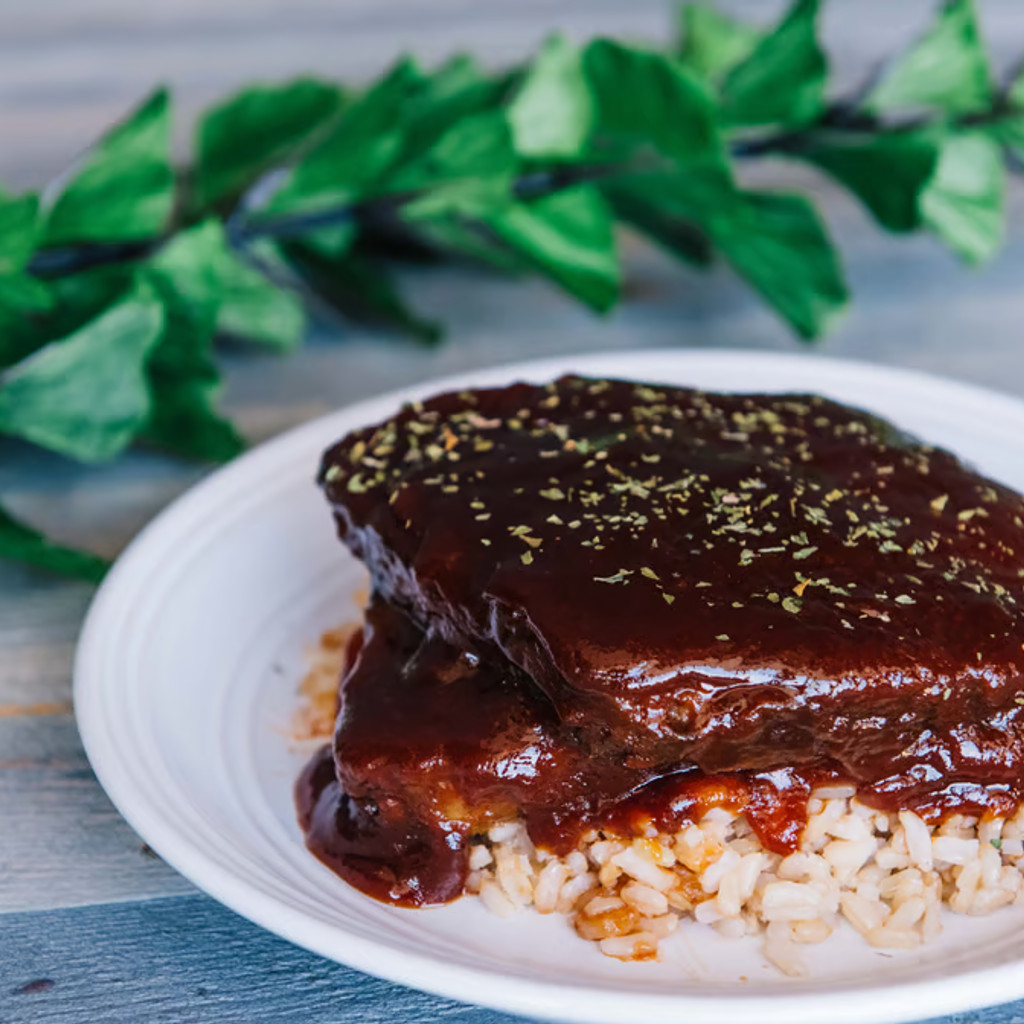 Image-Vegan Barbecue Roast with Rice 