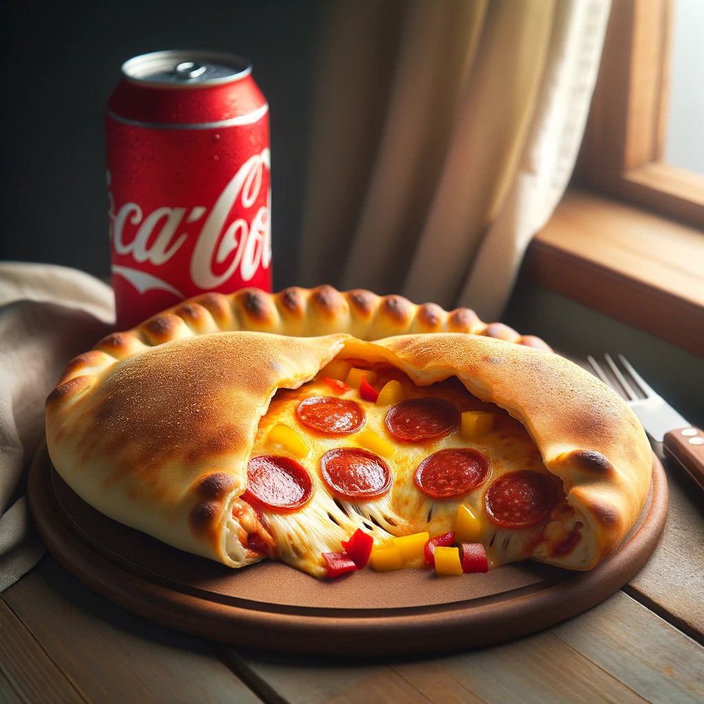 Image-Calzone with 3 Toppings & Can Soda