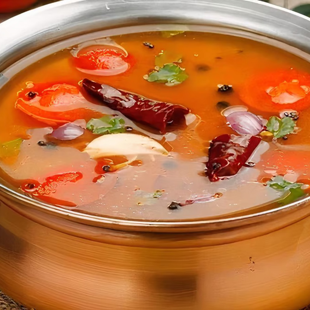 Image-Tomato Rasam South Indian Dish with rice