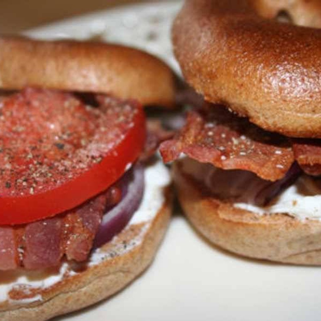 Image-Bagel Cream Cheese and Bacon Sandwich