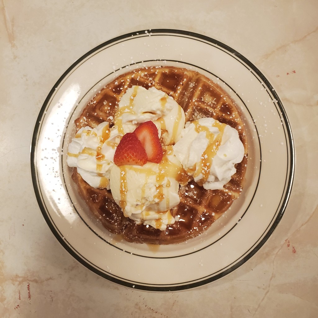 Image-Banana Nutella Waffle with Ice Cream