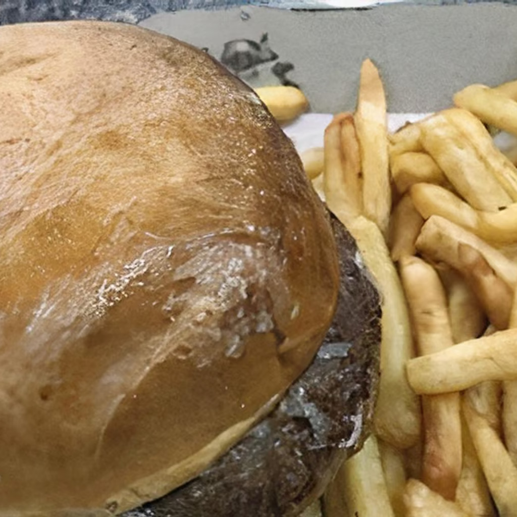 Image-Crunchy Hamburger with beef pattie and cheese