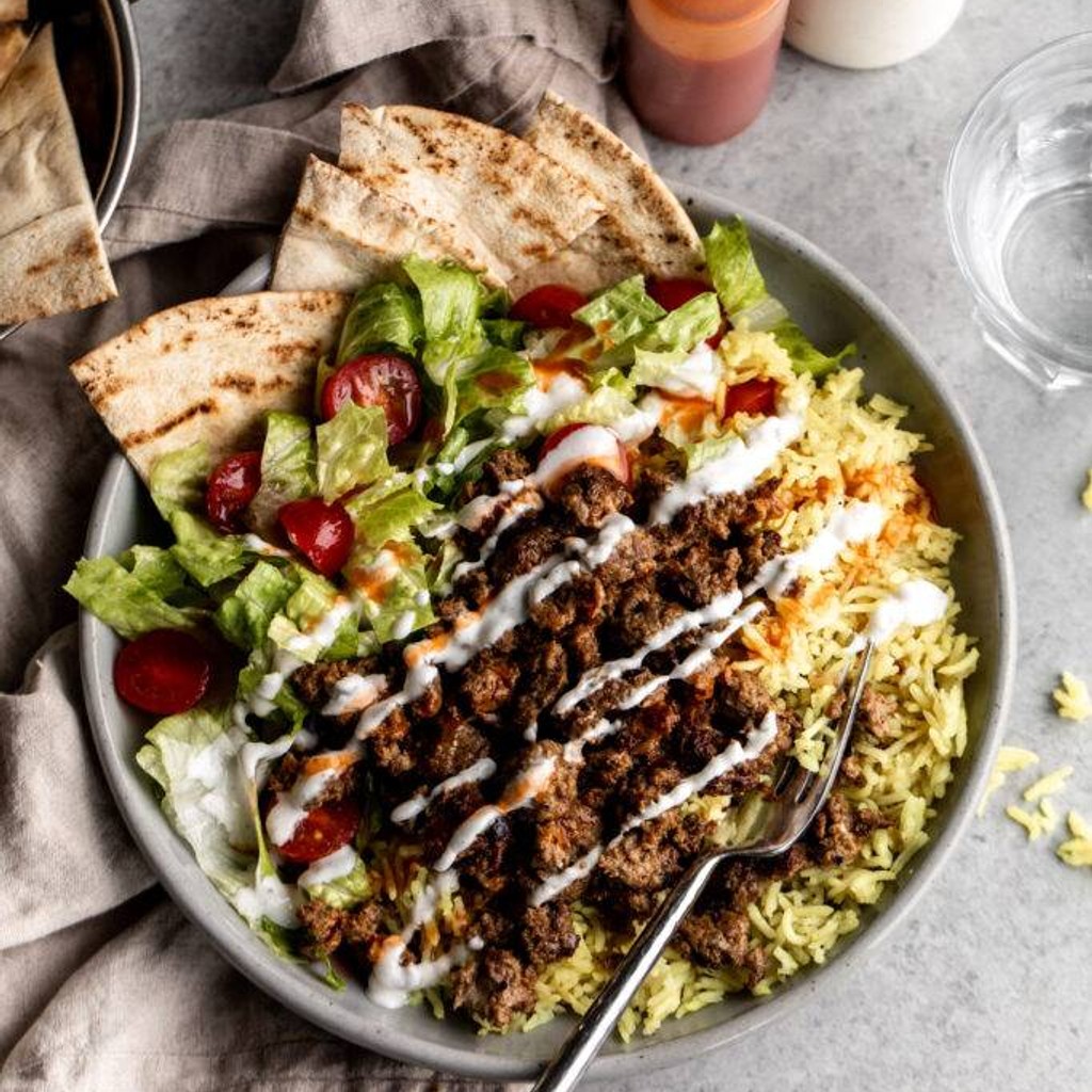 Image-Mixed Halal Lamb and Chicken Platter