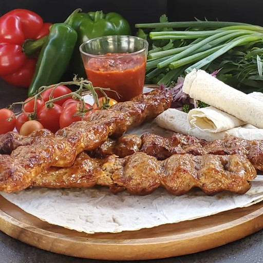 Image-Chicken/Beef and Lamb Lula served with lavash, Summer Salad and Ajika