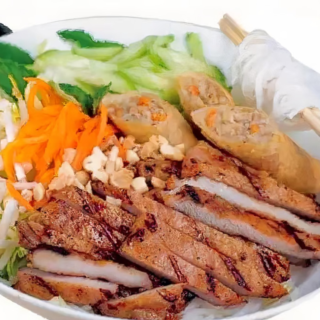 Image-Grilled pork & fried roll / Bun thit nuong cha glo