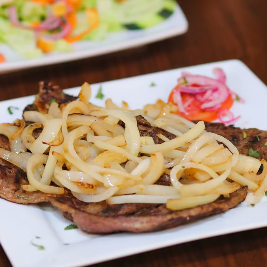Image-Grilled Steak with Sauté Onions