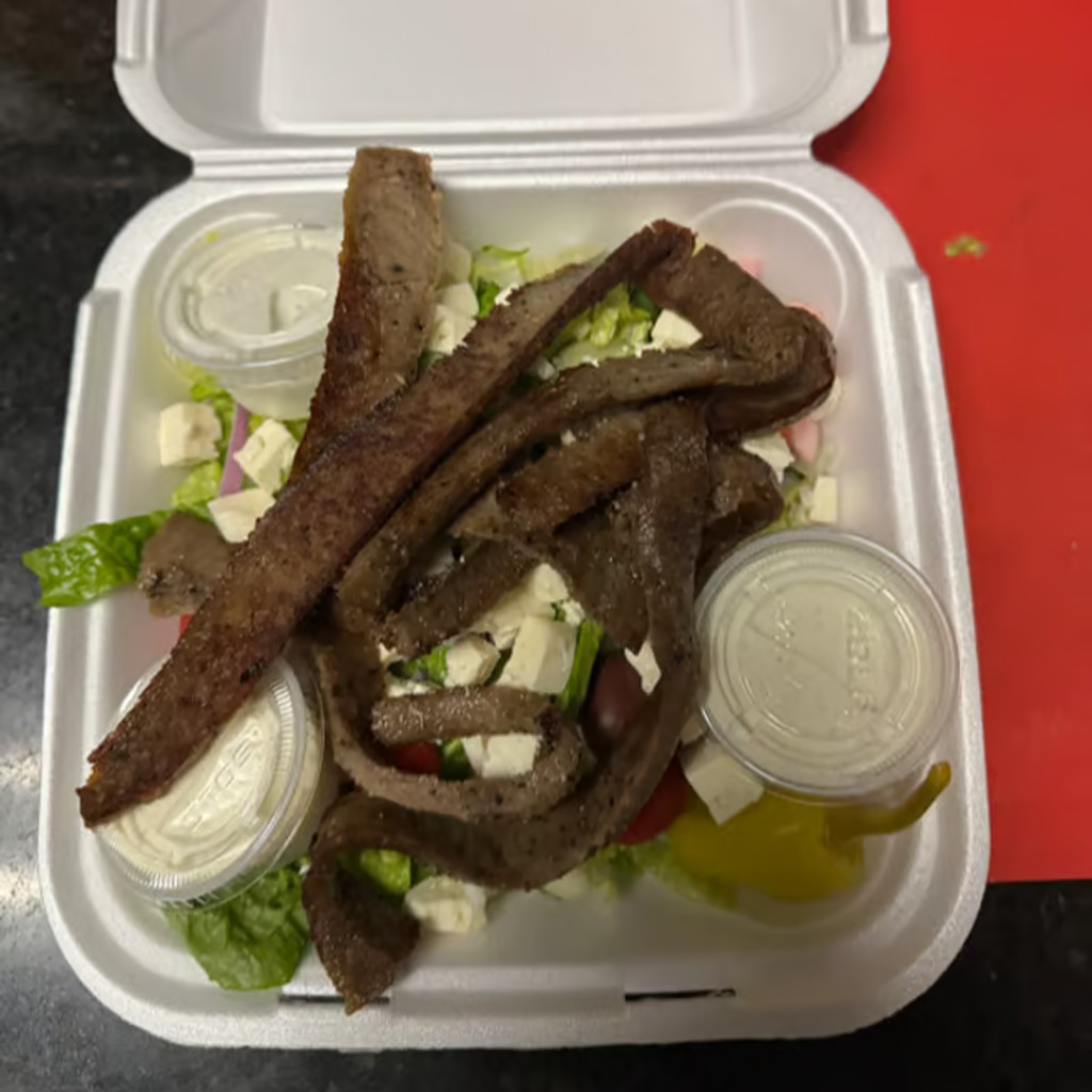 Image-Meat Over Greek Salad