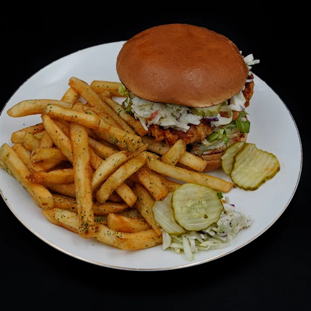 Image-Fried Chicken Burger w/ Coleslaw