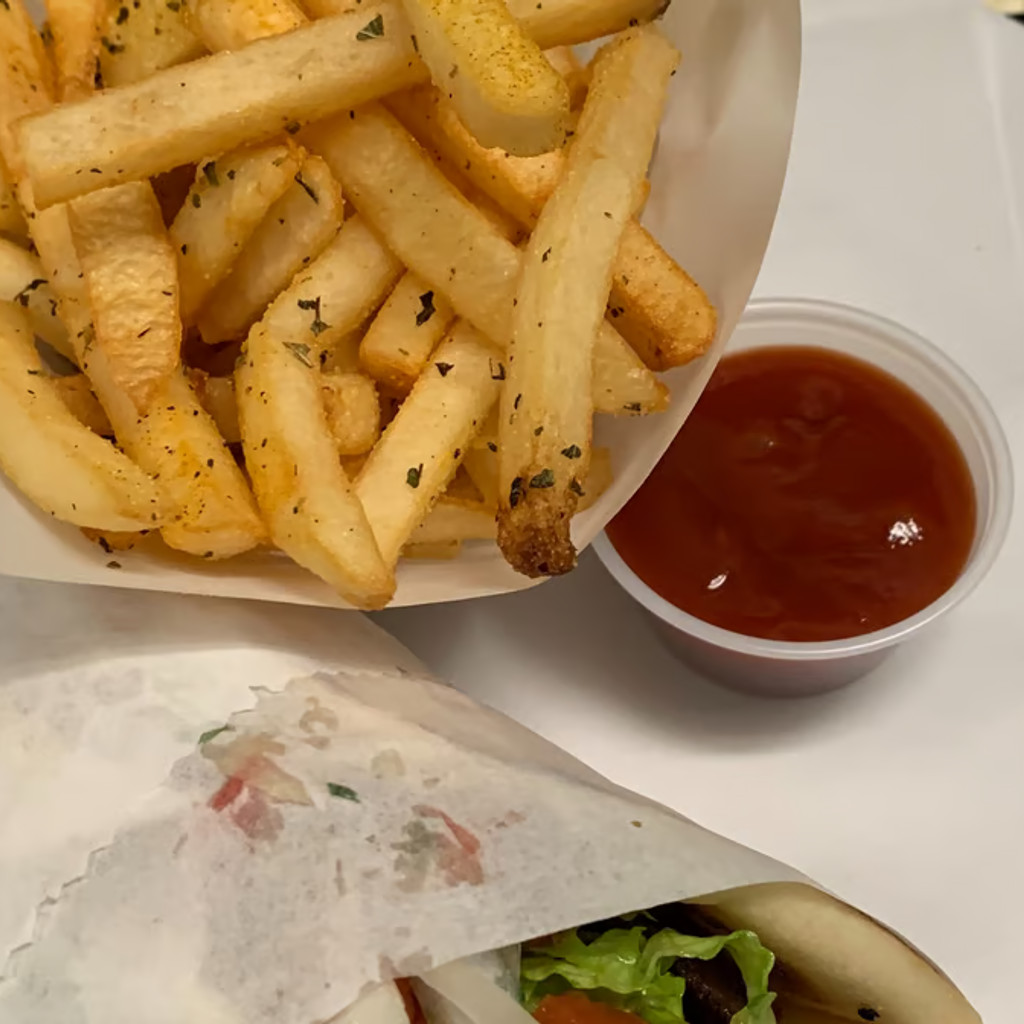 Image-Seasoned fries & medium soda