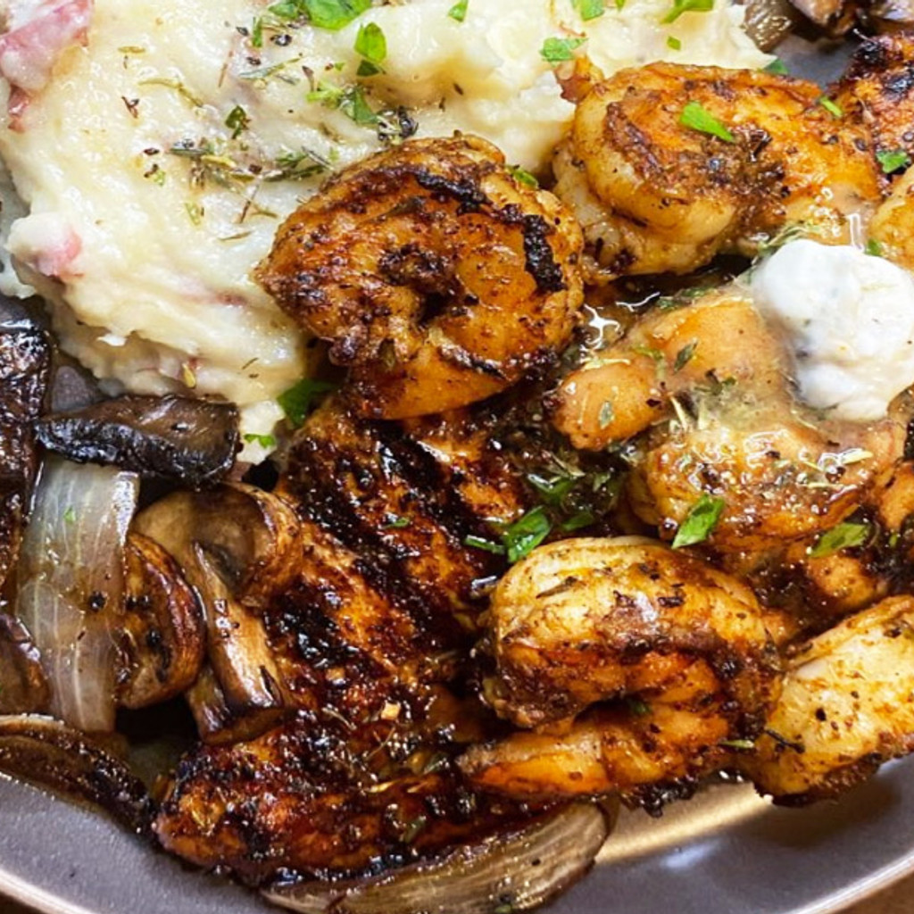 Image-Kickin Bourbon Chicken and shrimp