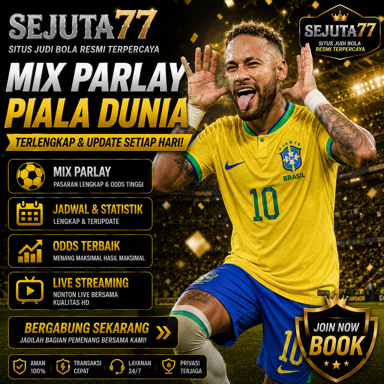 SEJUTA77 merupakan situs agen SBOBET resmi & link judi bola parlay online terpercaya. daftar login akun sbobet mainkan mix parlay, asian handicap, dengan minimal deposit Rp 5.000 dan withdraw cepat di proses