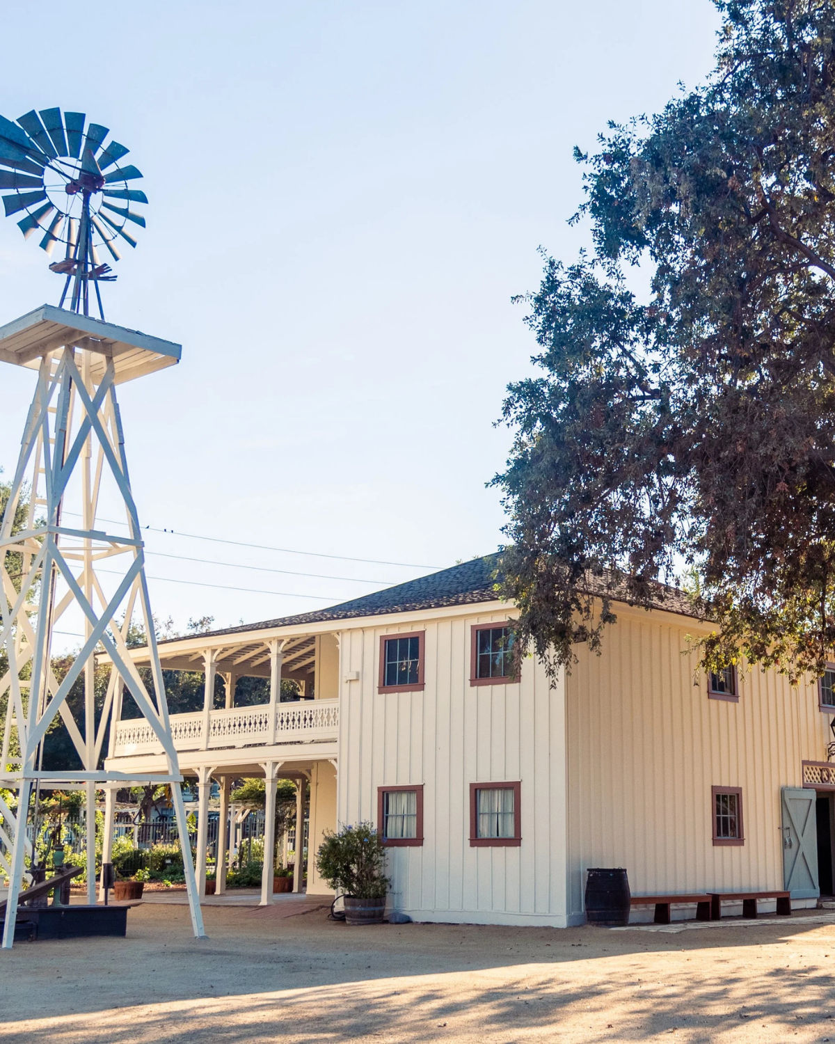 Leonis Adobe Museum in Calabasas, a historic adobe ranch landmark surrounded by trees and open grounds.