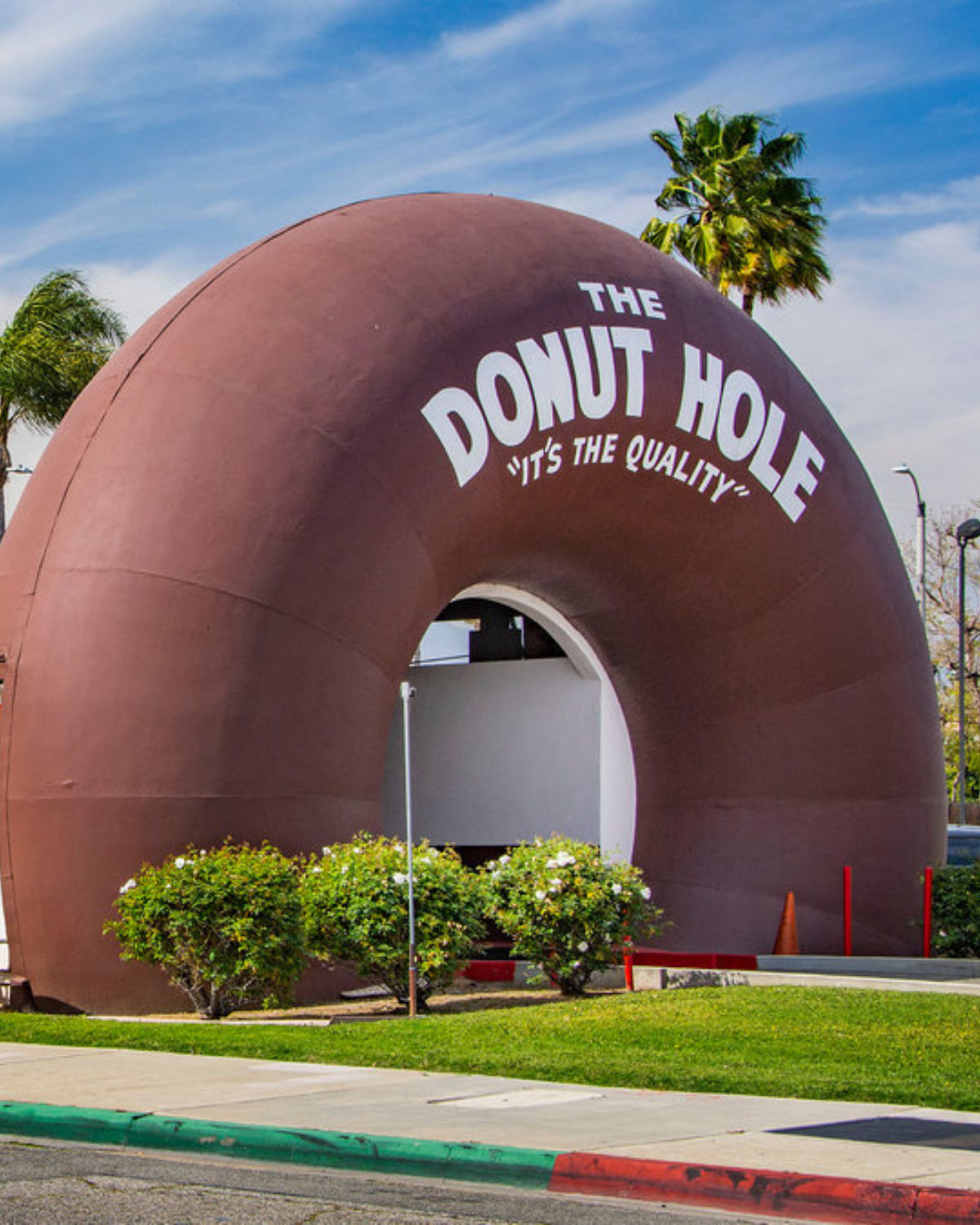 The Donut Hole in La Puente, the famous donut-shaped roadside landmark with drive-through windows.