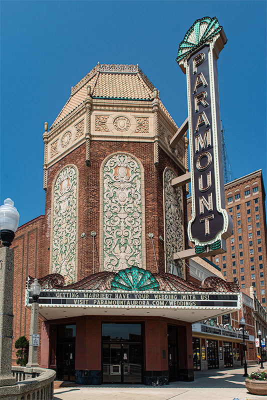 Outside of the Paramount Theatre in Aurora, IL