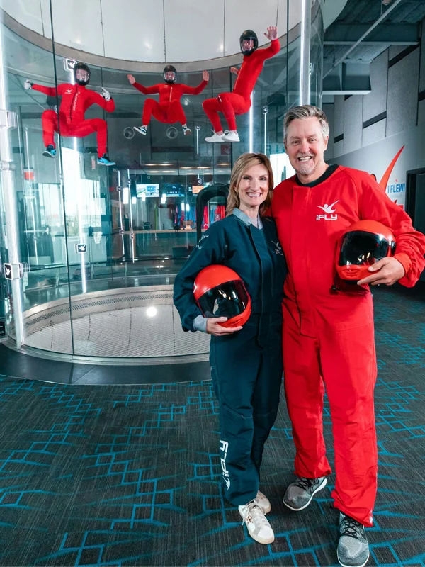 Visitors at iFLY Indoor Skydiving Paramus on Route 4 in Paramus, New Jersey, a popular Bergen County attraction near HappyNest laundry pickup and delivery customers.