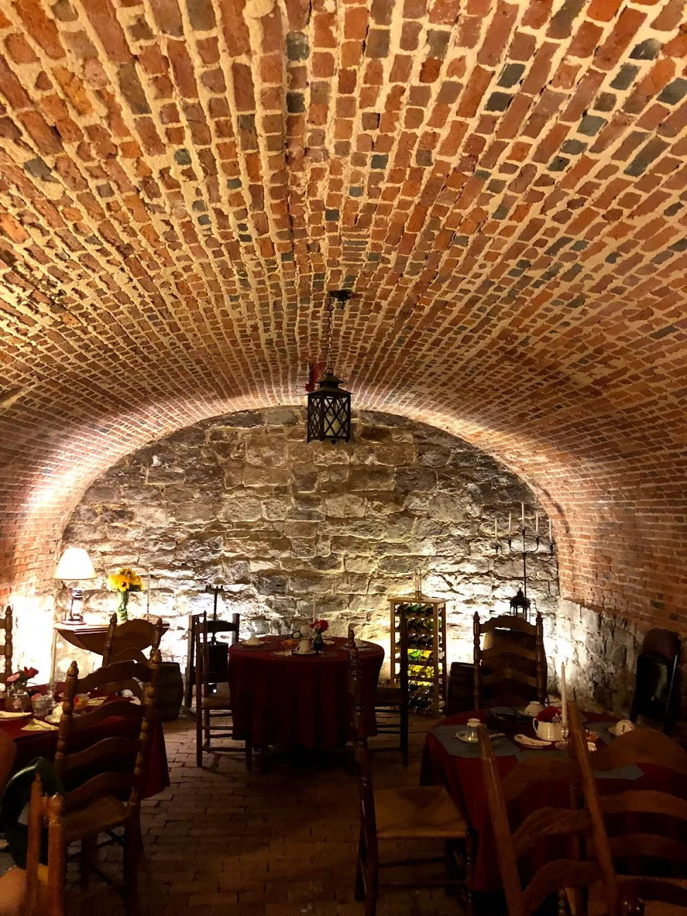 The historic brick-vaulted dining room inside the Proprietary House Museum in Perth Amboy, New Jersey.