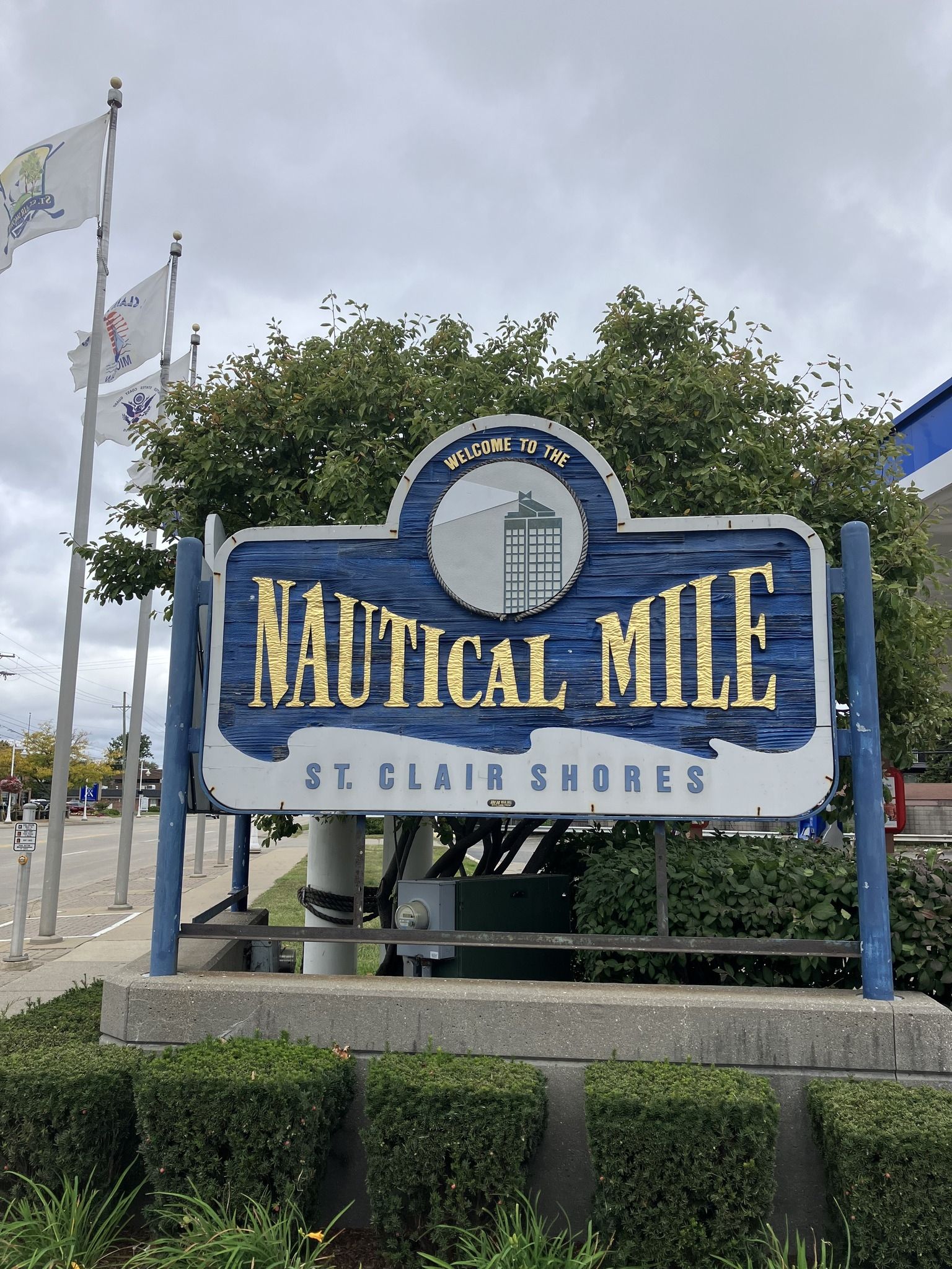 Signage for the Nautical Mile near Baldwin, New York, highlighting the South Shore’s nearby waterfront dining, boating culture, and coastal attractions that add to the area’s Long Island charm.