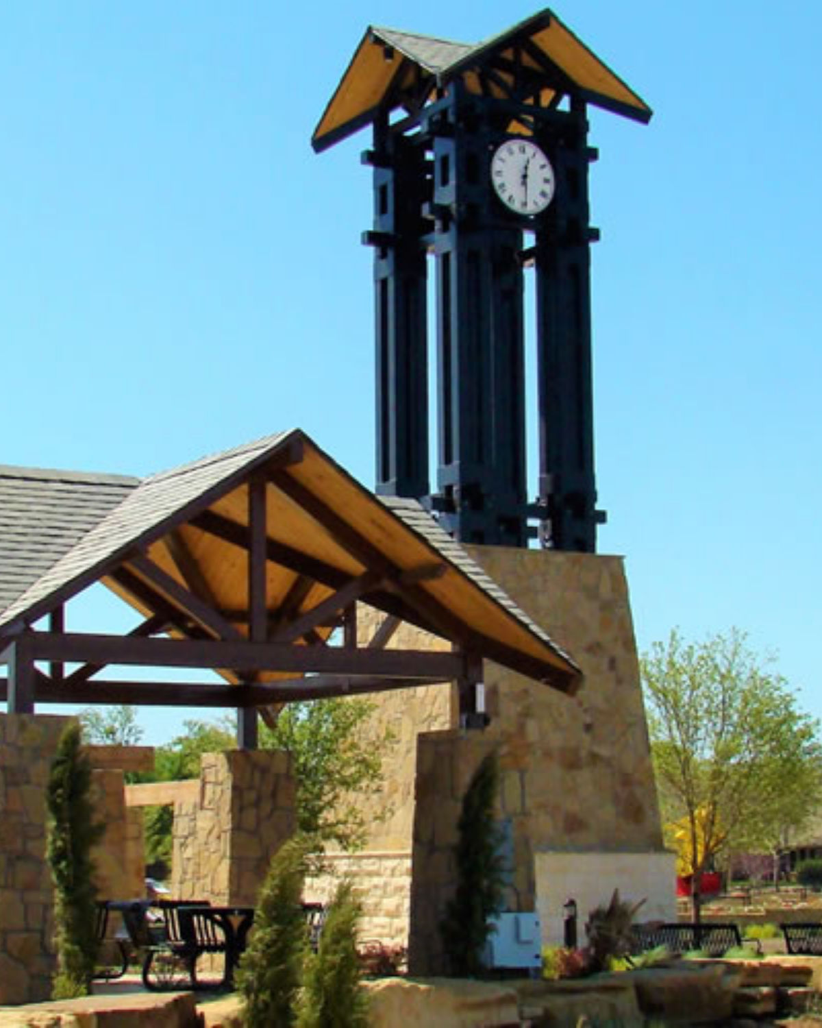 The clock tower in Flowermound, TX