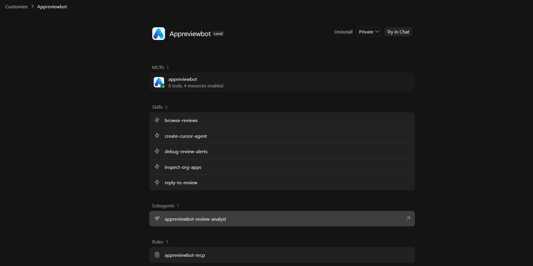 Use AppReviewBot tools and skills in Cursor