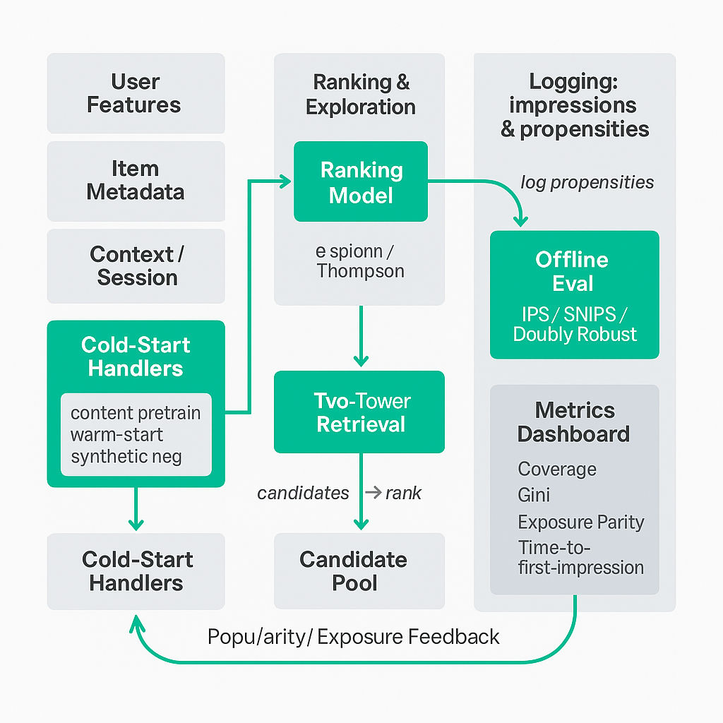 Recommenders Under Cold Start and Bias — Tech Interview Concept | PracHub