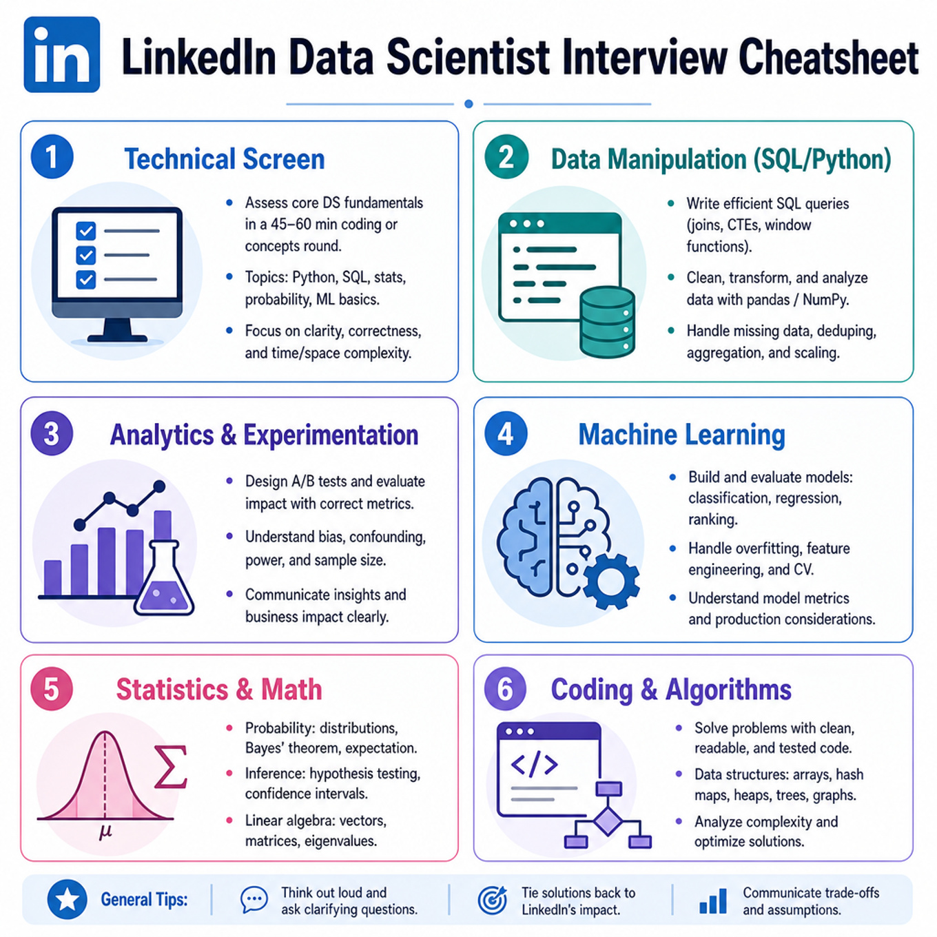 LinkedIn Data Scientist Interview Cheatsheet cover