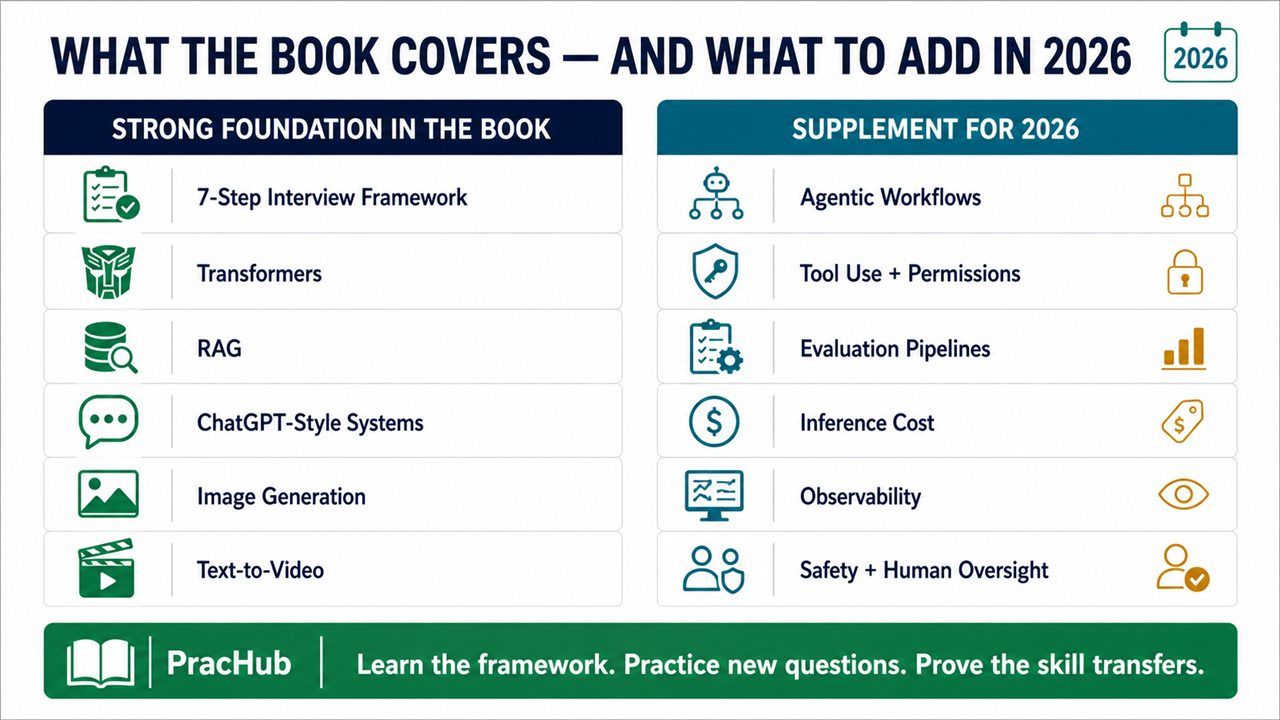 Generative AI System Design Interview book coverage and 2026 interview gaps